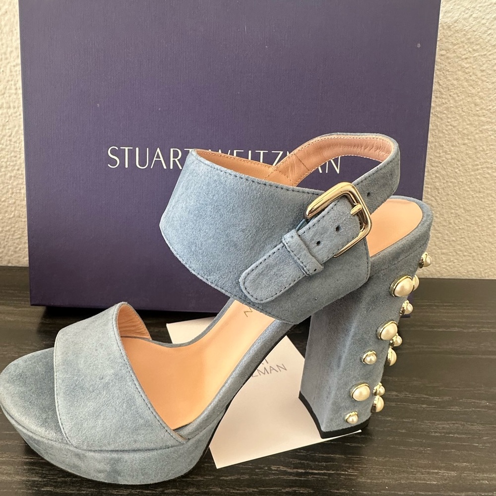 Stuart Weitzman Light Blue Platform Sandals Size 7m